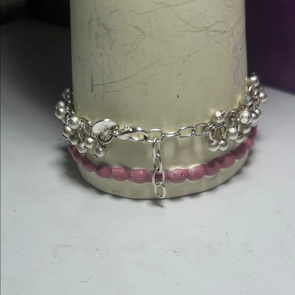 Silver Brushed Beaded Bracelet - Picture 3 of 6